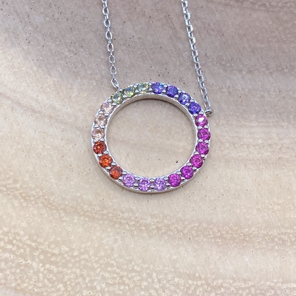 JCM Sterling Silver Full Circle Swarovski Crystals Eternity Necklace - Picture 3 of 10